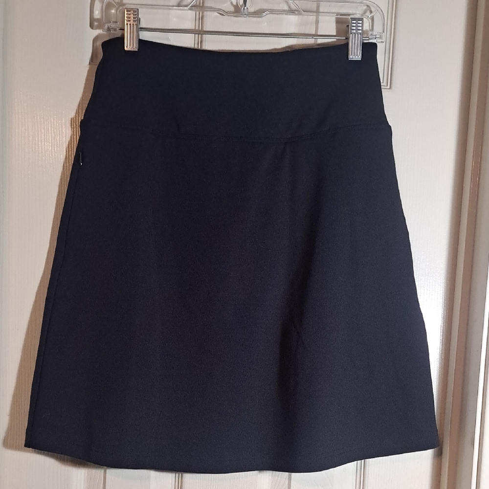 Betabrand Black A-Line Knee-Length Skirt for Work